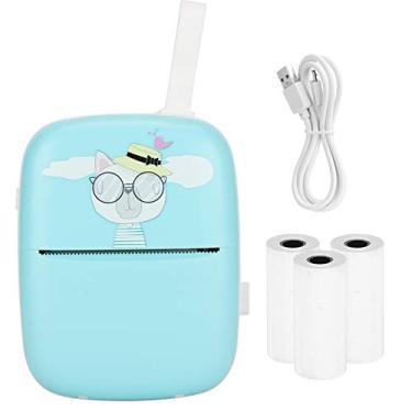 Imagem de Vomeko Mini Impressora Hand Hand Rolde Pocket Pocket Student Equipamento de impressão fotográfica errada, listagem de adiante, notas, diário, viagem (Blue (with silicone rope))
