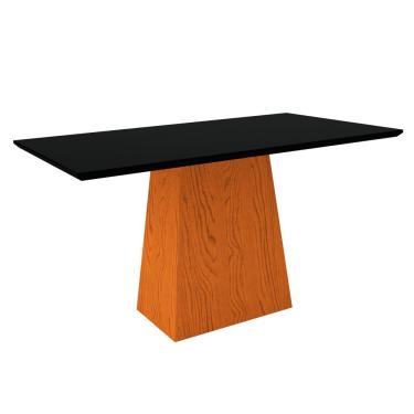 Imagem de Mesa de Jantar 6 Lugares Tampo De Madeira Com Vidro 1,60m