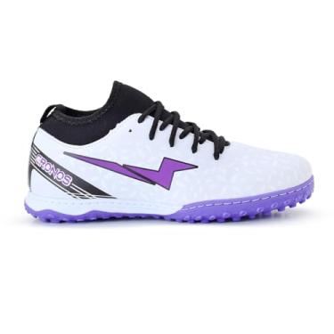 Imagem de Chuteira Botinha Cronos Society Futebol Grama Sintética Masculino Feminino Sola Costurada (Branco/Roxo, BR, Adulto, Numérico, 43)