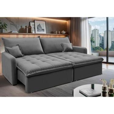 Imagem de Sofá Sem Caixa Retrátil 2,00m SoftGel Luna. Velusoft Cama inBox, Cinza