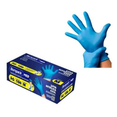 Imagem de Luva nitrilica descartável azul ca 43343 -05cxs - bompack, M