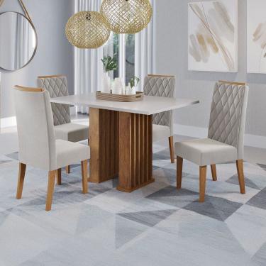 Imagem de Mesa de Jantar 4 Lugares Concept Ripado Marrom/Blonde/Pastel - Viero Móveis