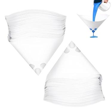 Imagem de wuyaoyao Filtros de tinta 100 peças, filtro de filtro de tinta de 100 mícrons, filtros de cone de papel ultrafinos com malha de nylon, funis de tela de tinta descartáveis para pistolas de pintura