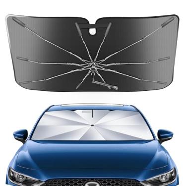 Imagem de [Atualização] Acessórios portáteis para Mazda 3 2019-2025 Hatchback/Sedan Para-brisas [Resistente de grau militar] com bolsa de transporte, guarda-chuva compacto durável de cristal de gelo 2 em 1