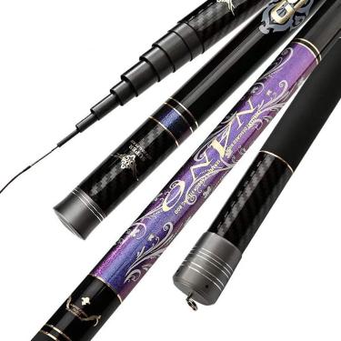 Imagem de Vara De Pesca Telescópica 8m-16m Ultra Hard Ultralight Carbon Long Section Hit The Pole Long Distae Big Fish, black,purple, 15m