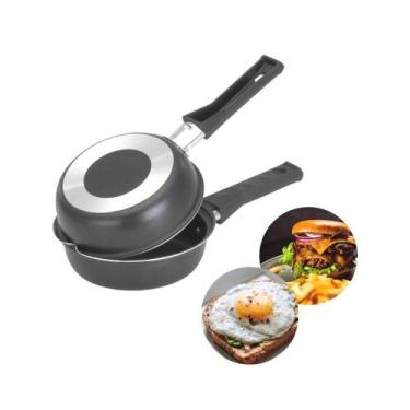 Imagem de Frigideira Preta Dupla Omeleteira Hamburguer Antiaderente - Nacional