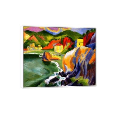 Imagem de MUHJDYC Pintura famosa Hermann Max Pechstein - Pintura em tela do mar - Arte de parede para sala de estar - Reprodução 20x25cm-8x10in moldura branca