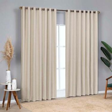 Imagem de Cortina Blackout Linho Corta Luz 2,00x1,70m Varão 2m - Areia - Casa Li