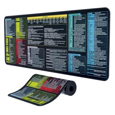 Imagem de QSSRWNAO Mouse pad de atalhos Excel, tapete de mesa grande com folha de dicas de funções, mousepad para jogos estendido, antiderrapante para escritório e teclado para jogos (software de escritório