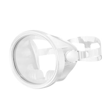 Imagem de menolana Máscara de mergulho com snorkel, óculos de mergulho sem embaçamento, oval de silicone e vidro, equipamento de confortável, óculos subaquáticos, ângulo, Branco