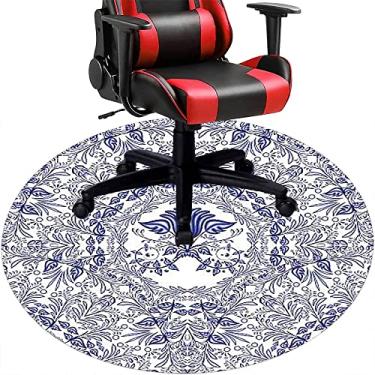 Imagem de Tapete de cadeira de mesa mandala, textura estilo mandala, tapete de cadeira de mesa para piso de madeira de escritório em casa, protetor de piso de pilha baixa, redondo 119 cm