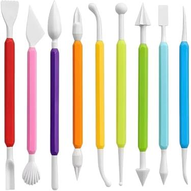 Imagem de Kit 8 Estecas Dupla Ponta Modelar Biscuit Massas Artesanato Ferramentas de Modelagem Esculpir Alisar e Texturizar Leve Resistente Fácil de Limpar Ideal Para Modelagem Em Pasta Americana Biscuit e Fondant e Confeitaria
