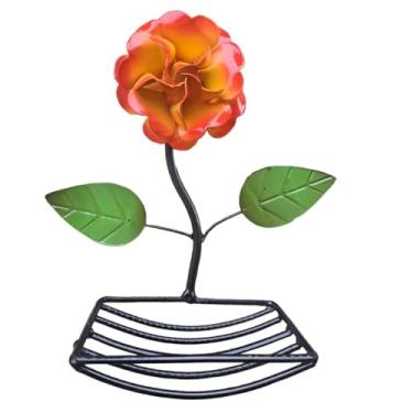 Imagem de Porta Sabonete Barra De Parede Com Flor Em Ferro (Amarelo-Laranja)