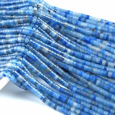 Imagem de 150 peças 2 x 4 mm contas em forma de tubo de aventurina azul natural cilindro redondo plano espaçador plano contas de pedra verde para pulseira brincos fabricação de joias