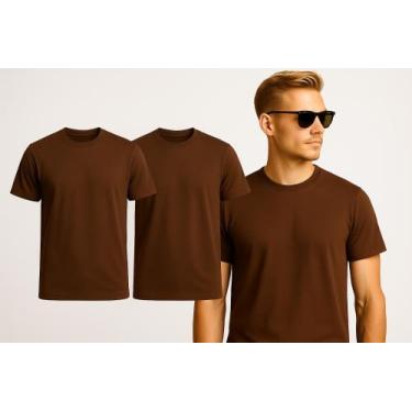 Imagem de Kit 3 Camisetas Masculina Algodão Marrom Lisa Básica - Obstinate, Marr