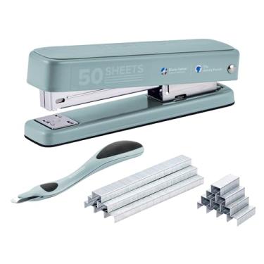 Imagem de Bostitch Grampeador de metal resistente Titan, capacidade para 50 folhas com 1250 grampos padrão e 500 grampos estendidos, removedor de grampos ergonômico, grampeador sem atolamento, grampeador de