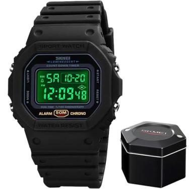 Imagem de Relógio Masculino Sk 1628 Á Prova D'água 50m Digital Shock Esportivo Retrô Preto