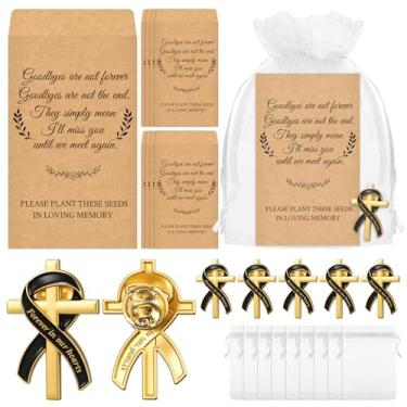 Imagem de Misdary 50 conjuntos de broches de simpatia para celebração da vida com pacotes de sementes memoriais a granel para convidados, Multicor, 1.38 x 1.1 inches