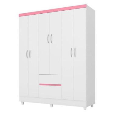 Imagem de Guarda Roupa Infantil Flash 2 Branco Rosa – Demóbile
