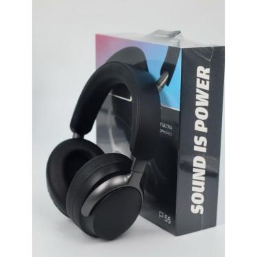 Imagem de Fone de ouvido Bluetooth sem fio P55 montado na cabeça preto