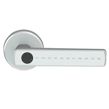 Imagem de Fechadura Digital Inteligente com Biometria e Senha, Maçaneta Eletrônica para Porta com Aplicativo Tuya, Controle por Celular, Cartão IC e Chave de Emergência, Fácil de Instalar (Prata)