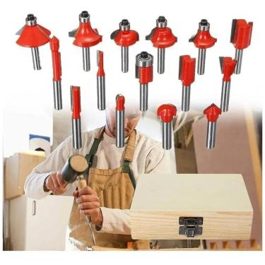 Imagem de Jogo De Fresas Tupia C/12 Pçs 6Mm Com Maleta