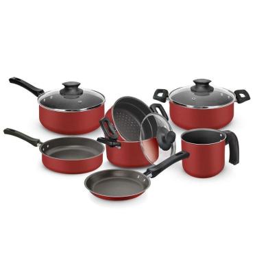 Imagem de Jogo De Panelas Casa Goumert 7 Peças Em Alumínio Com Revestimento Antiaderente Vermelho Nigro