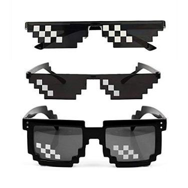 Imagem de Magik Óculos de sol Thug Life MLG Shades Eyewear 8 Bit Pixel Unissex Meme Cool Mosaico Óculos de festa, Multi, tamanho �nico