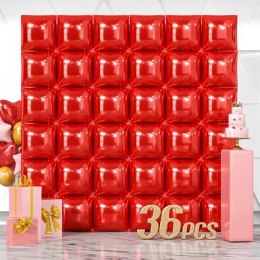 Imagem de NISOCY Kit de arco de túnel de balões vermelhos quadrados vermelhos metálicos de dupla face com balões vermelhos para aniversário, chá de bebê, dia dos namorados, decoração de festa