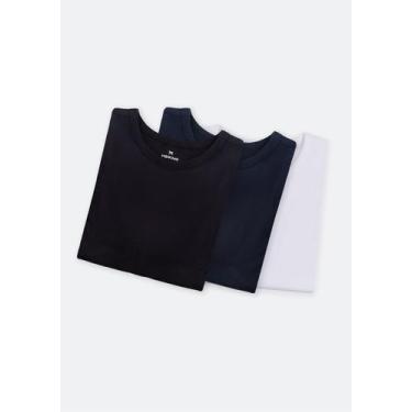 Imagem de Kit Com 3 Camisetas Masculinas Básicas Slim - Hering, M, Preto, Cinza
