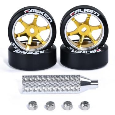 Imagem de Abendor 4 Peças De Cubo Roda Drift Para Carro Rc 22 Mm 1/28 Com Pneus Mini-Q Hgd1 Drz Wltoys K969, Atualização (Logotipo Dourado)