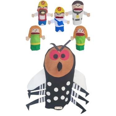 Imagem de Fantoche Divertido Combate Ao Mosquito Da Dengue de Mão Tecido Feltro Com 6 Personagens