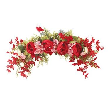 Imagem de Cocoarm Guirlanda de Porta Decorativa de Primavera Flores Artificiais de Peônia 75cm Multicoloridas Em Tecido de Seda Com Arame de Ferro para de Casamento, Espelho, Frente de Flor, Flor (3)