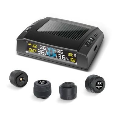 Imagem de Masoll Sistema de monitoramento de pressão de pneu RV, monitor de pressão de pneu M23 com carga solar, TPMS com 4 sensores e 6 modos de alarme e visor colorido