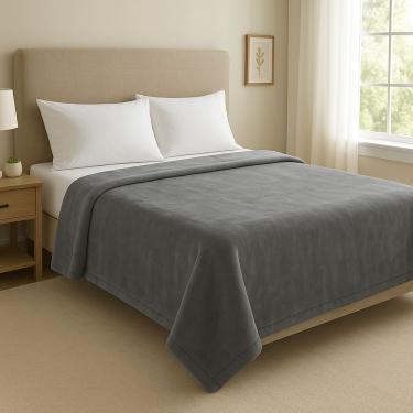 Imagem de Manta Blanket High 300 Toque de Seda Queen 220x240cm - Kacyumara - Cinza Claro