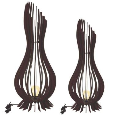 Imagem de Abajur Grande De Chão Ana Maria Mdf Luminária - Cor:preto-tamanho:kit Com 3 - 90x28cm, 75x23cm E 60x18cm