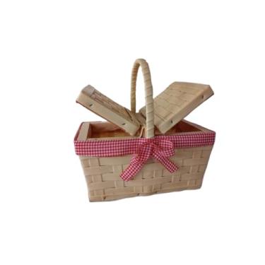 Imagem de Cesta de Piquenique Mini para Presente Enfeite Decoração com Laço (Palha)