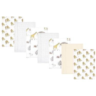 Imagem de Luvable Friends Hudson Baby Conjunto de 7 panos de flanela para arrotos, Wild Safari World, 14x20 inches
