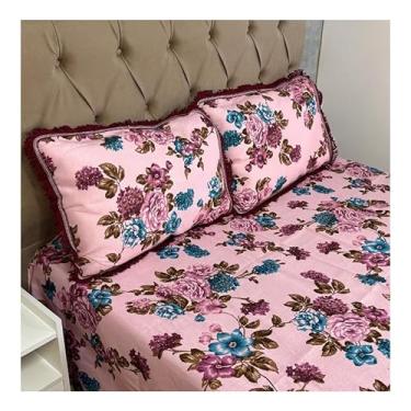 Imagem de Jogo de Colcha Casal Box Linhão com Franja e Fronhas Algodão – Cobre Leito Estampado Dupla Face, Macio e Durável(MODELO - 29)