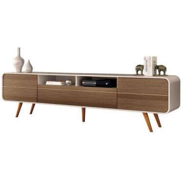 Imagem de Rack Para Sala de Estar TV 85 Pol Orgânico 220cm Erah B01 Off White Ca