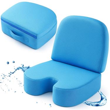 Imagem de Yerliker 1 assento elevatório dobrável para banheira de hidromassagem, inflável, ajustável, 2 alturas, extra grosso, assento de banho com almofadas de apoio traseiro para adultos, piscina, spa