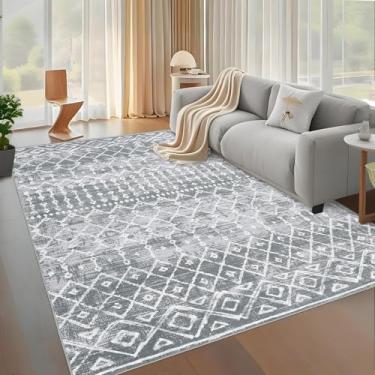 Imagem de COZYLOOM Tapete de área extra grande, 25 x 33 cm, geométrico, tribal, antiderrapante, tapete fino lavável, tapete impresso, dobrável, para uso interno, revestimento macio que não solta para