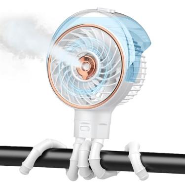 Imagem de Ausic Ventilador de carrinho com névoa, ventilador portátil de 100 ml para carrinho, ventiladores de bebê com tripé destacável, essenciais para bebês, ventiladores de clipe para berço, esteira