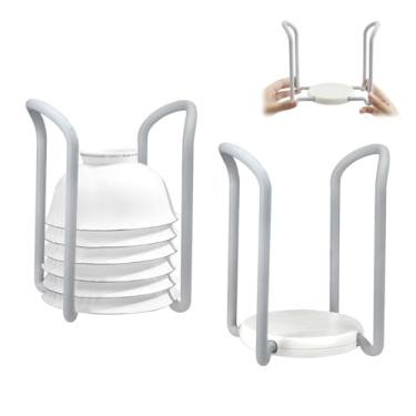 Imagem de 2 suportes de tigela para talheres de cozinha, escorredor de pratos de plástico retrátil, suporte de prato removível, organizador de pratos multifuncional reutilizável para empilhar tigelas e pratos