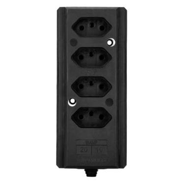 Imagem de Tomada Barra Quadrupla 20A 2 P+T Preta Interneed