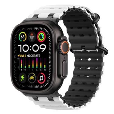 Imagem de MoKo Pulseira Ocean Band compatível com Apple Watch Ultra 3/2/1 de 49 mm, pulseira esportiva de silicone atualizada de 46 mm, 45 mm e 44 mm, séries 11/10/9/8/7/6/5 SE3/2/1, pulseira respirável com