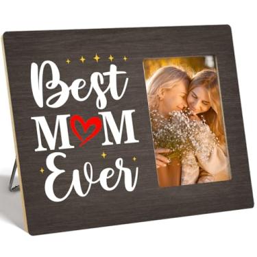 Imagem de OTINGQD Porta-retrato de mãe, presente para mãe, filha e filho, presente de Natal, aniversário e dia das mães para a mamãe, melhor mãe de todos os tempos, porta-retrato de madeira