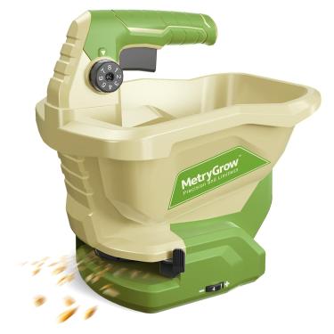 Imagem de MetryGrow Espalhador de sementes de grama manual para gramados, velocista de transmissão de fertilizante portátil, compatível com bateria de íon de lítio Makita 18V/21V, capacidade de 3,3 L, 8 níveis
