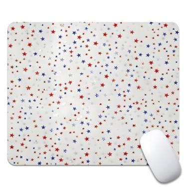 Imagem de Tapete de mouse Seeing Stars com textura vermelha, branca e azul, quadrado impermeável e antiderrapante para laptops de escritório