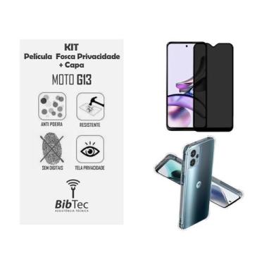 Imagem de Kit Capa Transparente + Película Privacidade Fosca Para Moto G13 - LXL